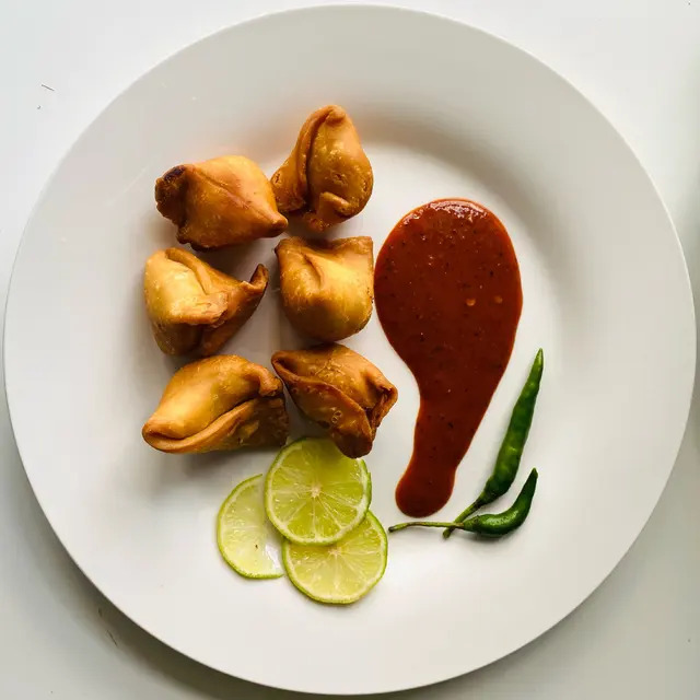 A plate of Indian snacks
